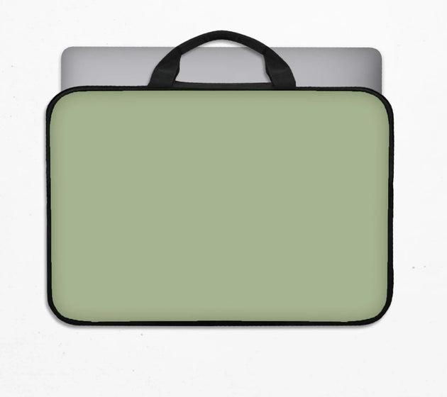 Sage green laptop bag with shoulder strap & handle