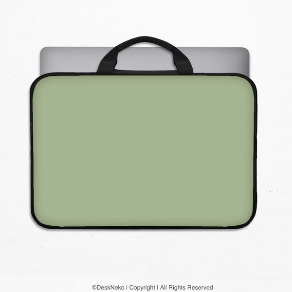 Sage Green Laptop Bag with Shoulder Strap & Handle - Deskneko