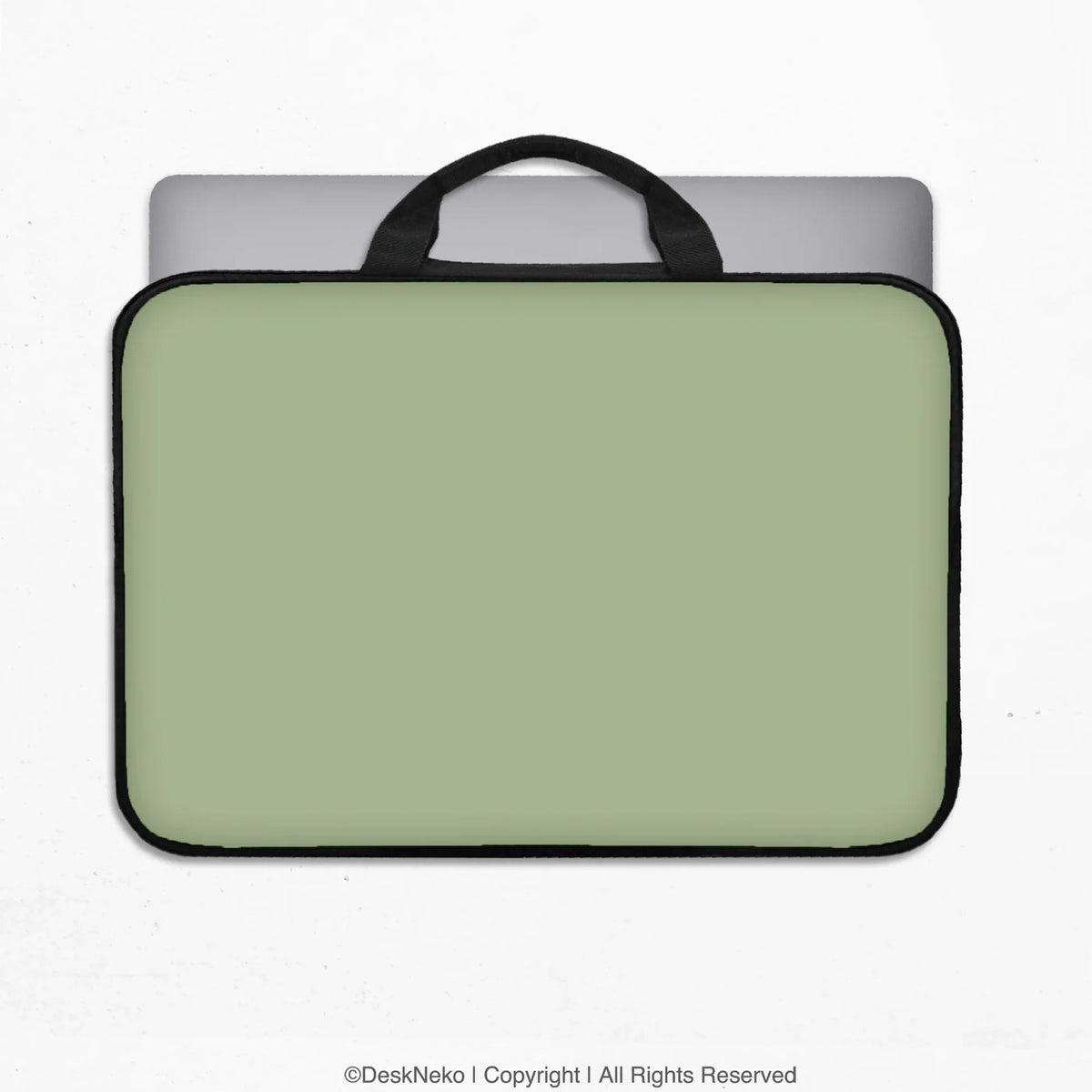 Sage green laptop bag with shoulder strap & handle