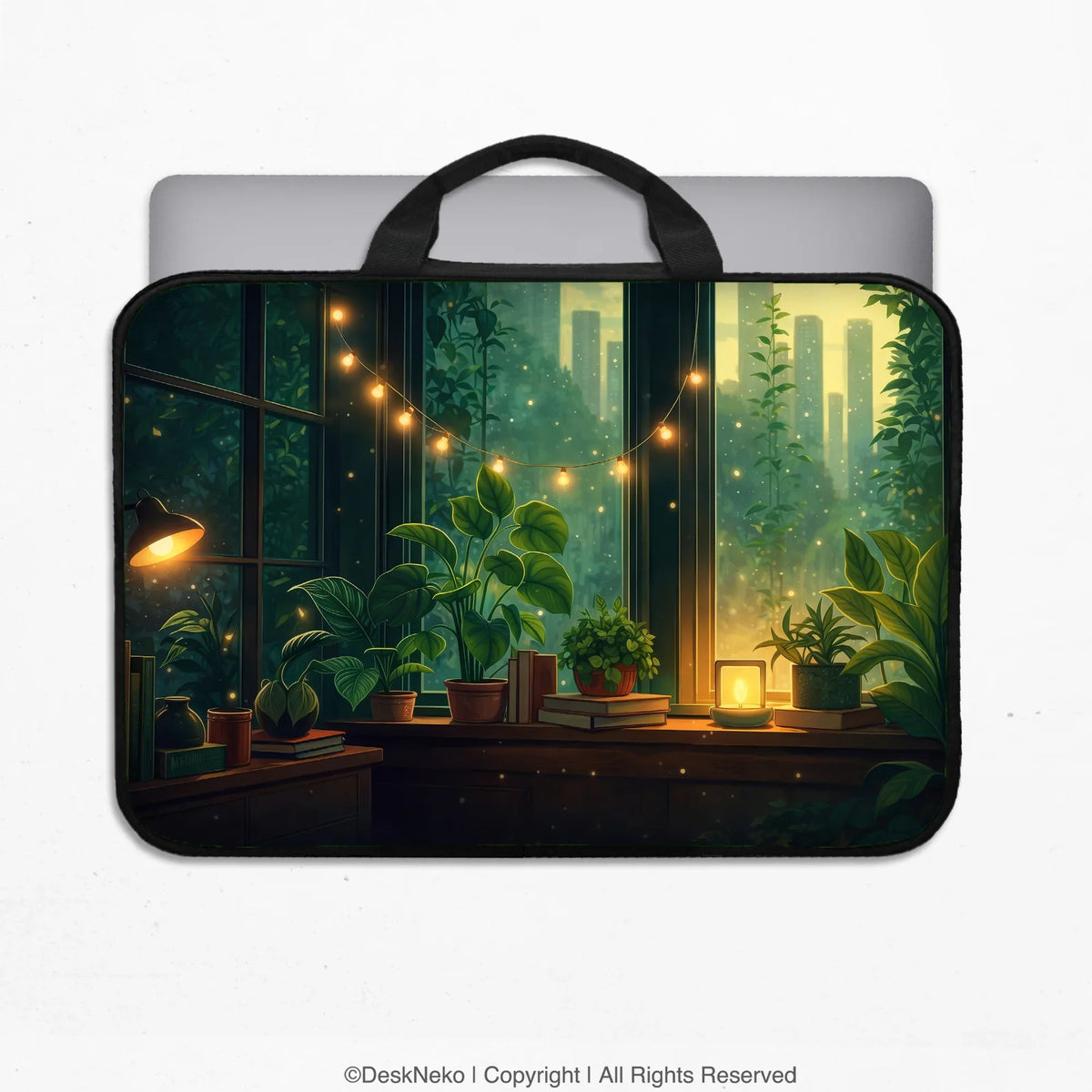 Cozy green window laptop sleeve & bag