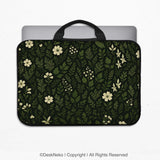 Dark green botanical laptop sleeve