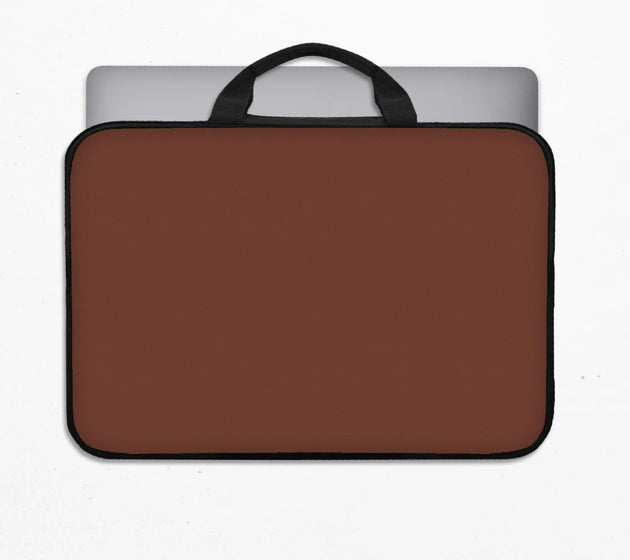 Mahogany laptop sleeve & bag, minimalist brown work case