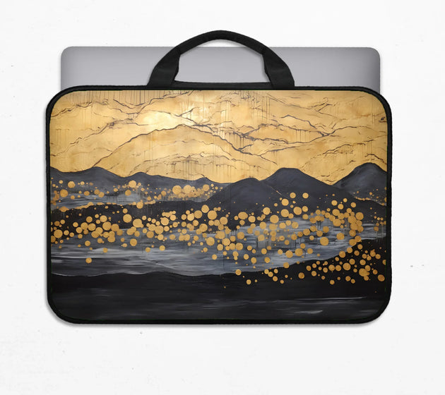 Gold japandi laptop bag with shoulder strap