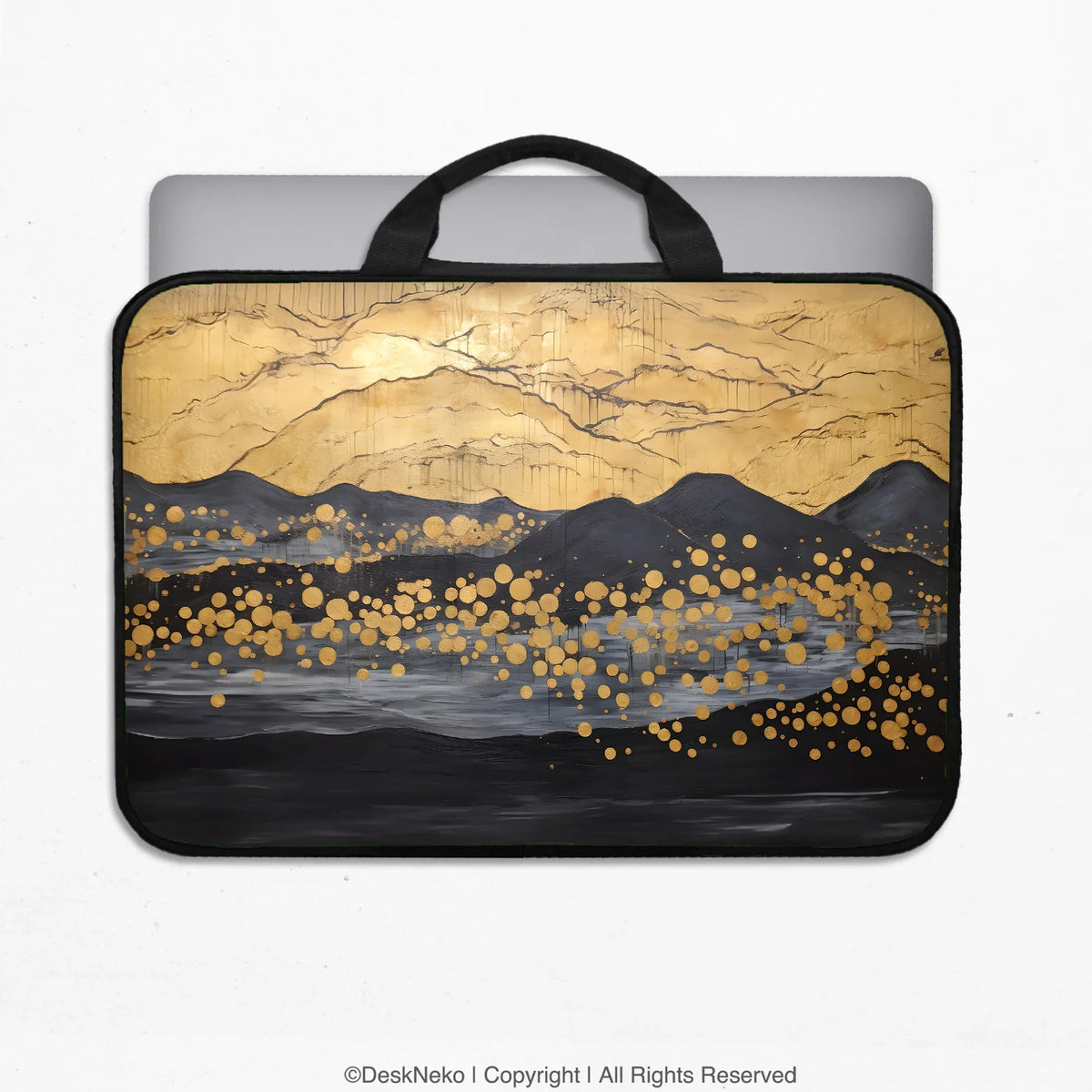 Gold japandi laptop bag with shoulder strap
