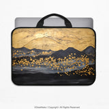 Gold japandi laptop bag with shoulder strap