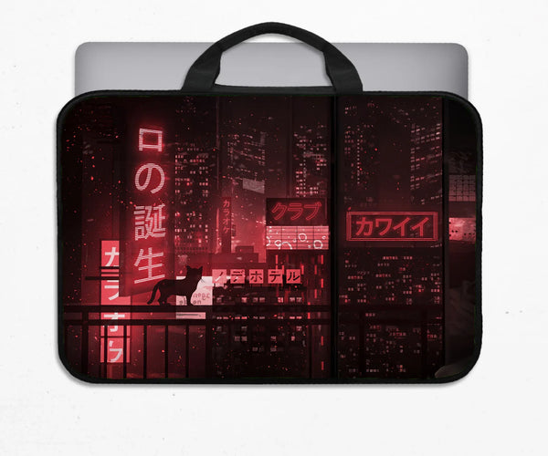 Red Cyberpunk Laptop Sleeve & Bag - Deskneko