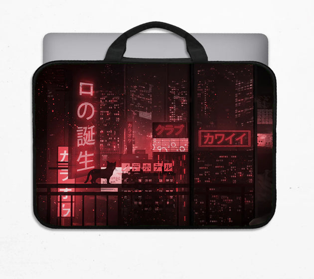 Red cyberpunk laptop sleeve & bag