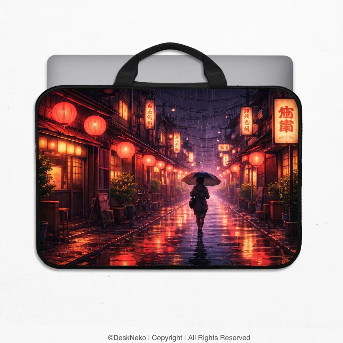 Lofi anime laptop sleeve & bag japanese rainy street aesthetic