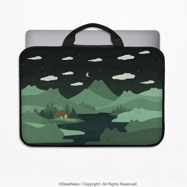 Green Cat Mountains Laptop Sleeve & Bag - Deskneko