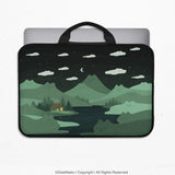 Green cat mountains laptop sleeve & bag