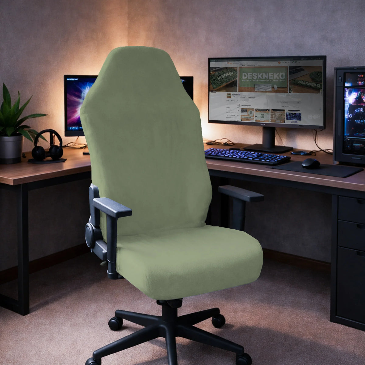 Sage green office chair cover