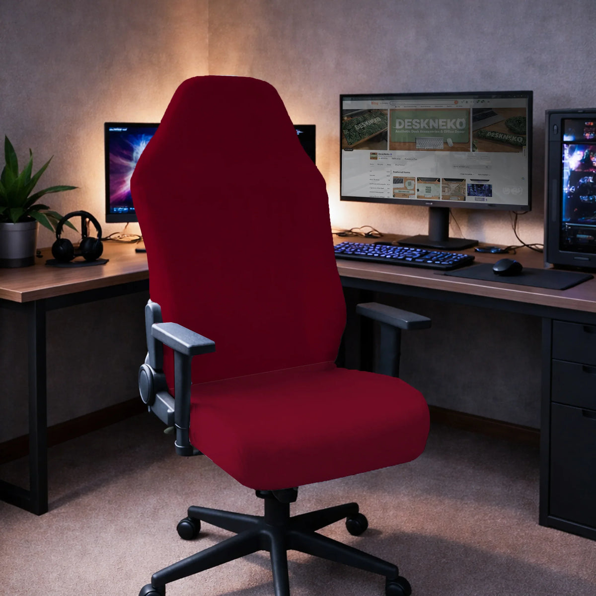 Burgundy office chair cover for desk chairs and home offices