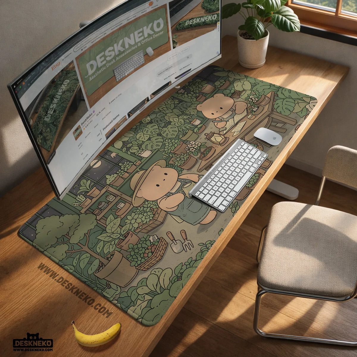 Kawaii bear desk mat XXL extended mousepad for keyboard and desk
