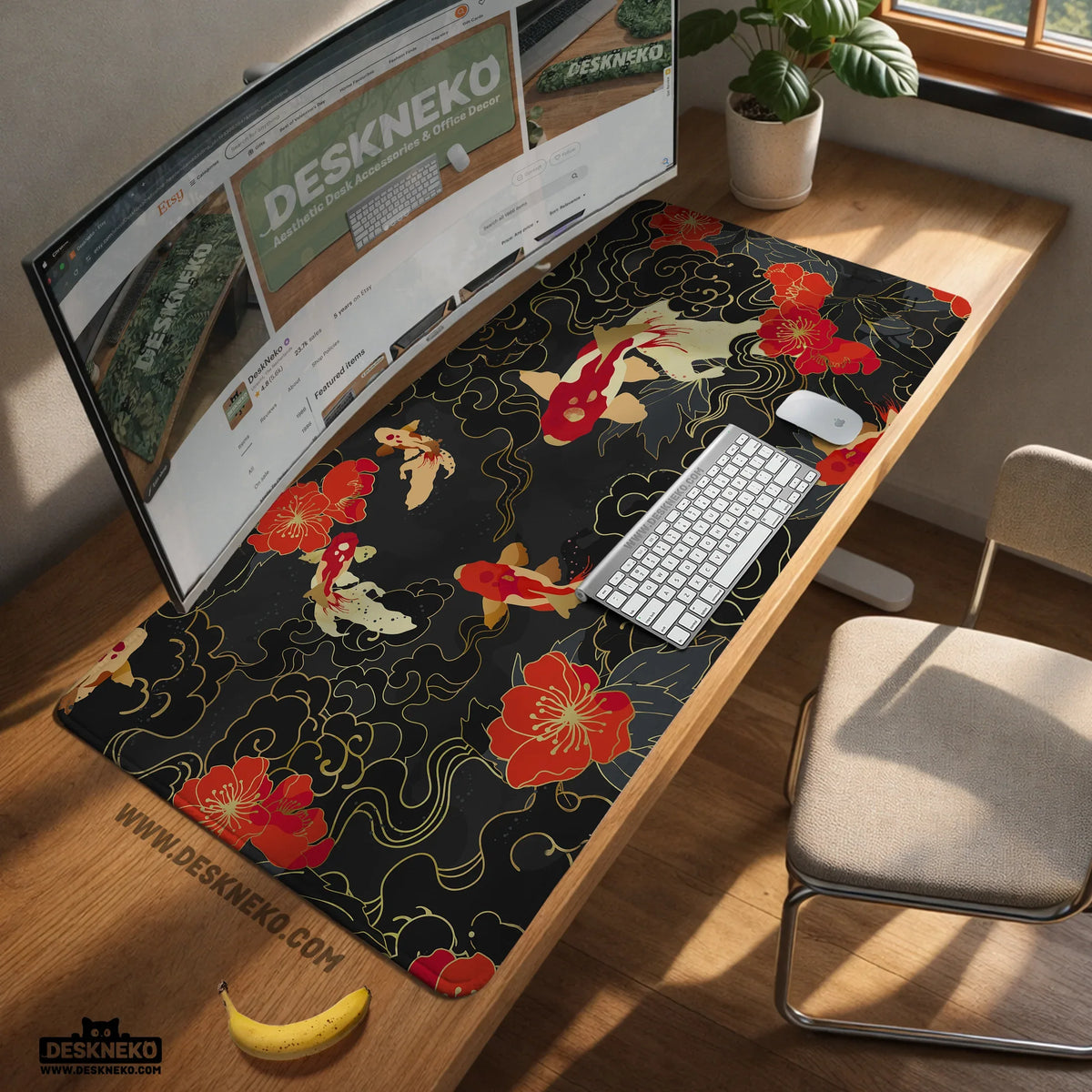 Koi fish desk mat mousepad