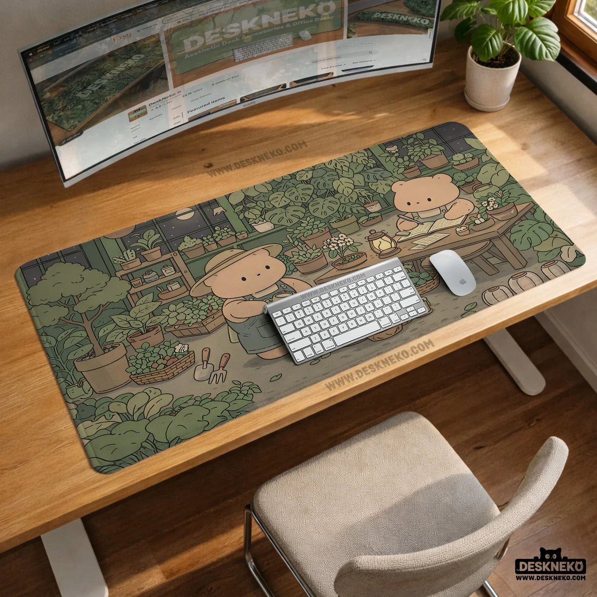 Kawaii bear desk mat XXL extended mousepad for keyboard and desk