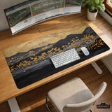 Black gold abstract mountain desk mat & mousepad