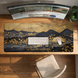 Black gold abstract mountain desk mat & mousepad