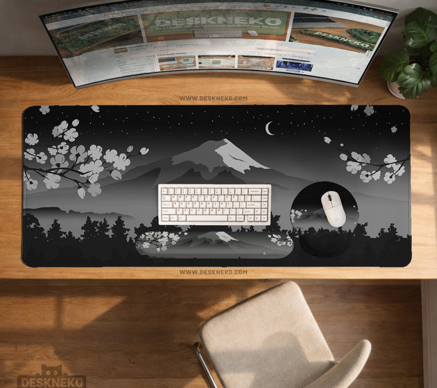Black mount fuji ergonomic mousepad