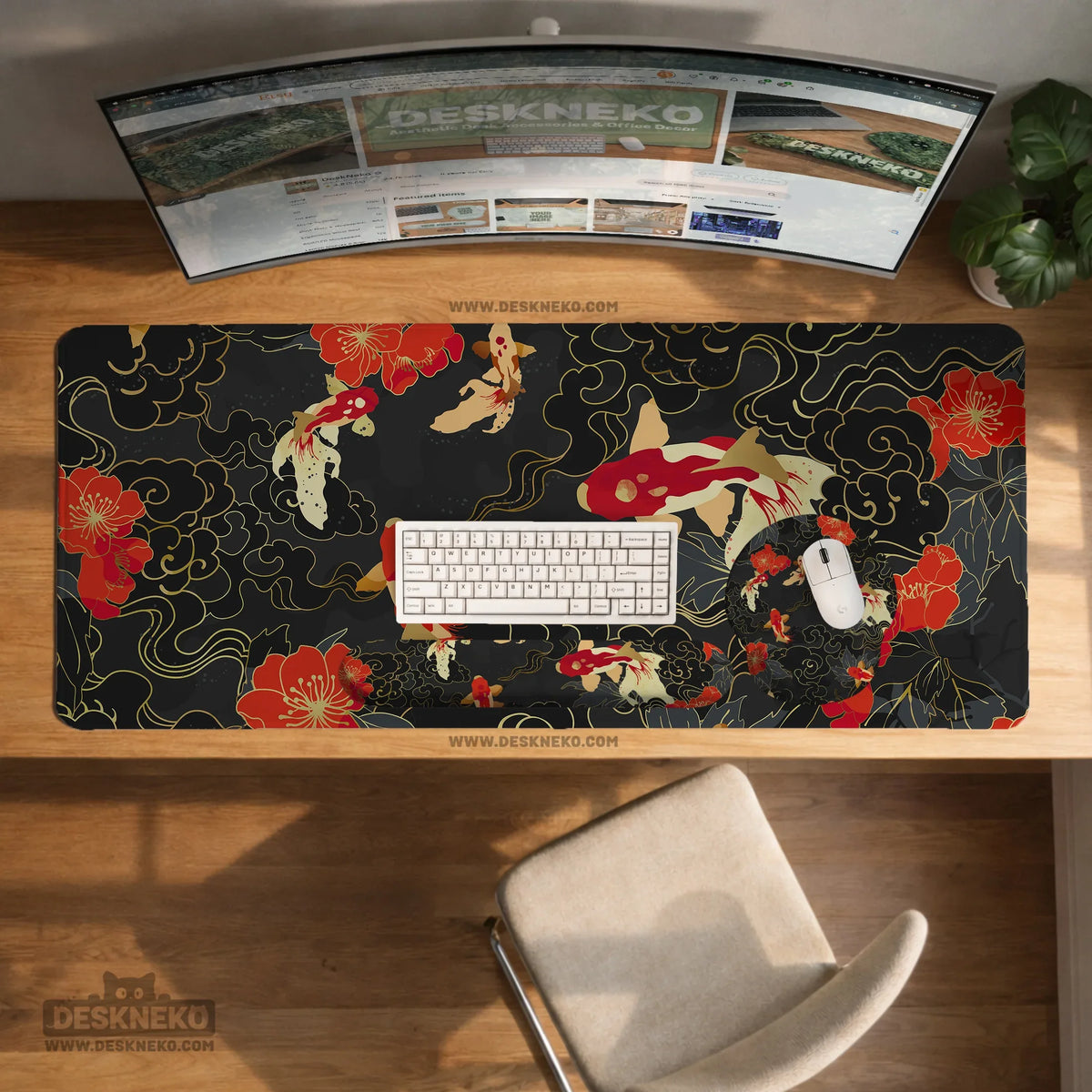 Koi fish desk mat mousepad