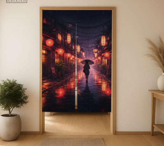Lofi Anime Alley Noren Door Curtain - Deskneko