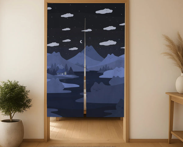 Navy cat hills noren door curtain room divider