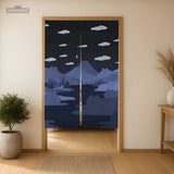 Navy cat hills noren door curtain room divider