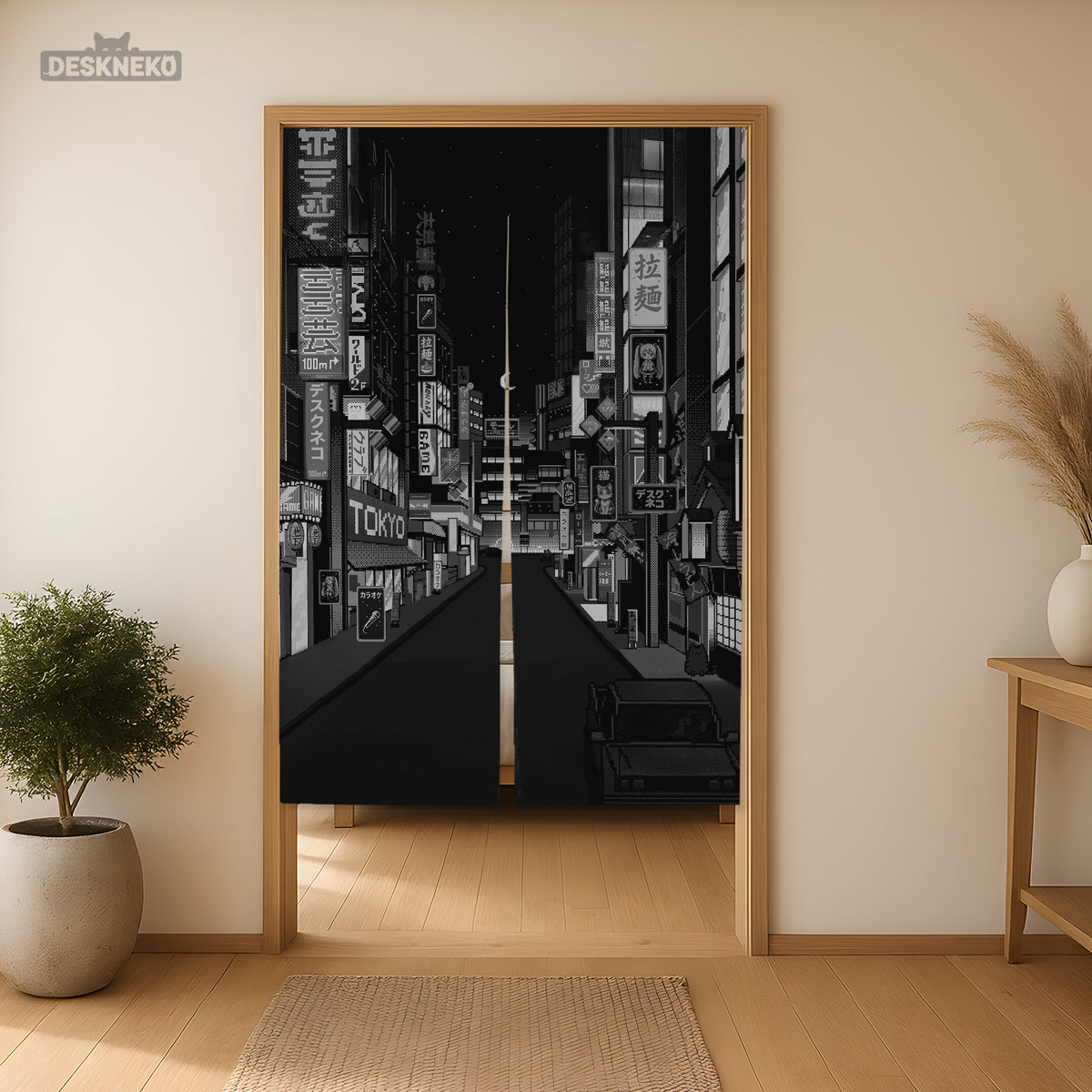 Black tokyo street noren curtain