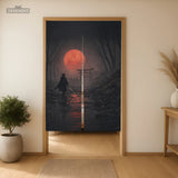 Samurai red moon noren door curtain