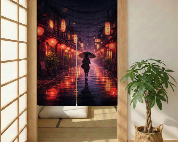 Lofi anime alley noren door curtain