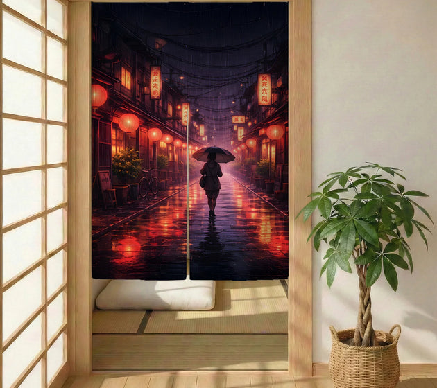 Lofi Anime Alley Noren Door Curtain - Deskneko