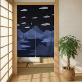 Navy cat hills noren door curtain room divider