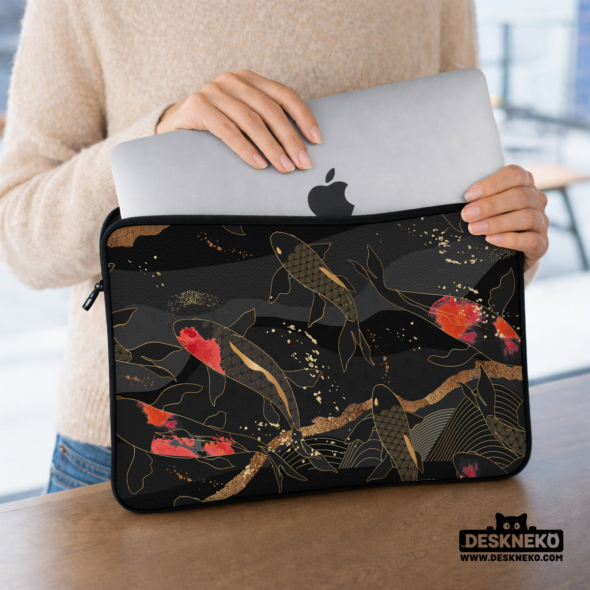 Koi waves laptop sleeve