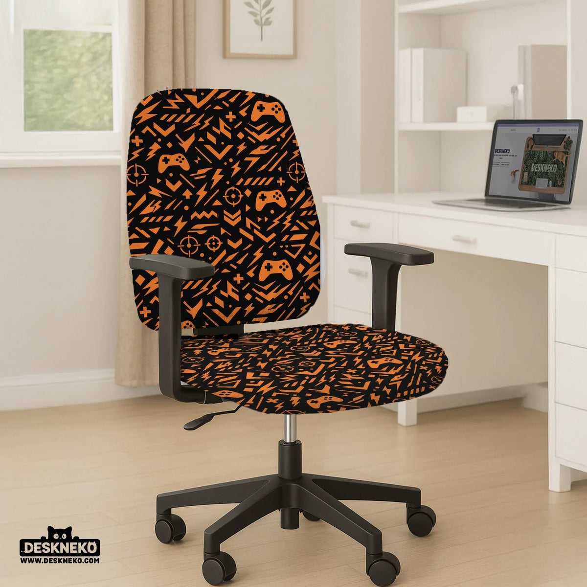 Orange black chair cover