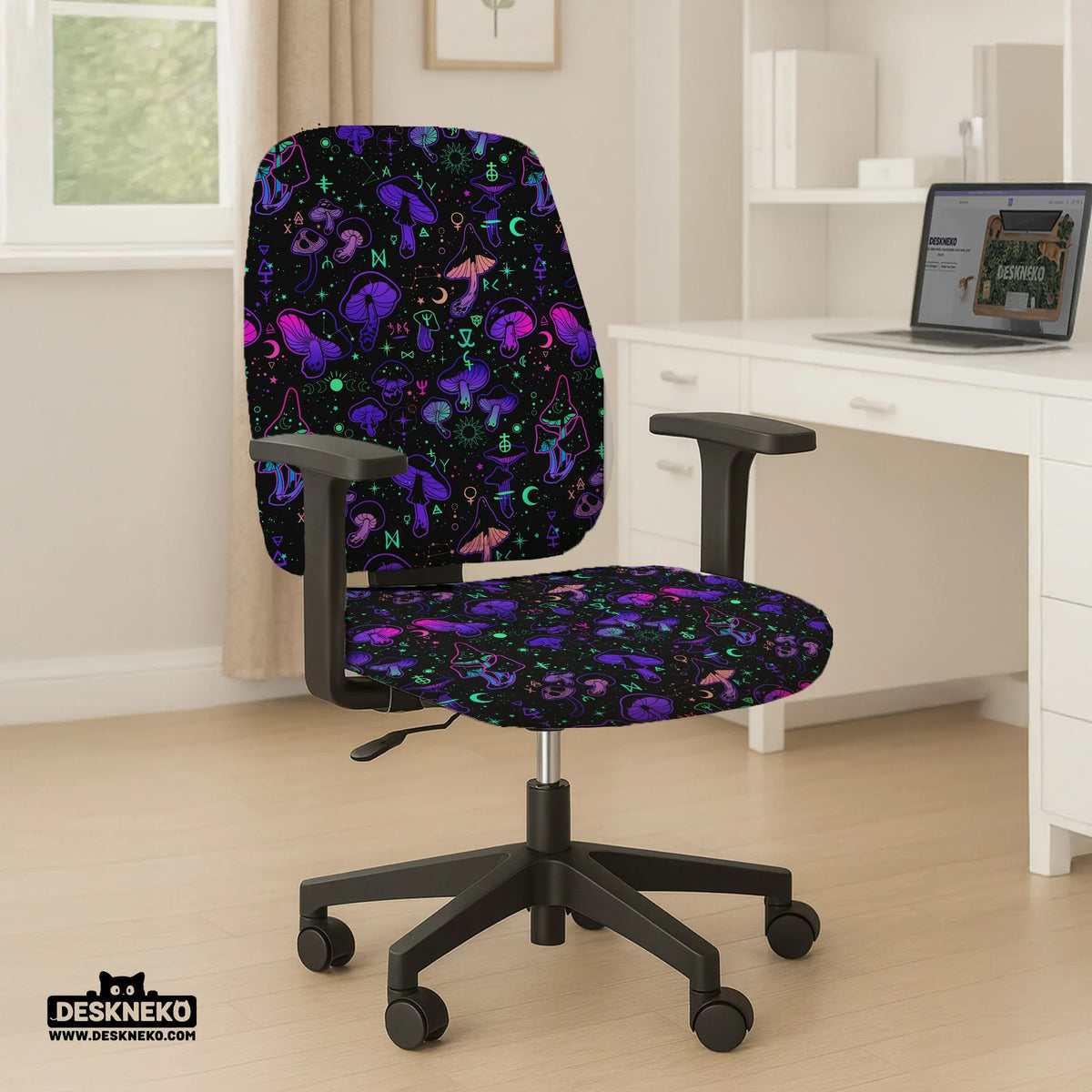Neon mushrooms chair cover