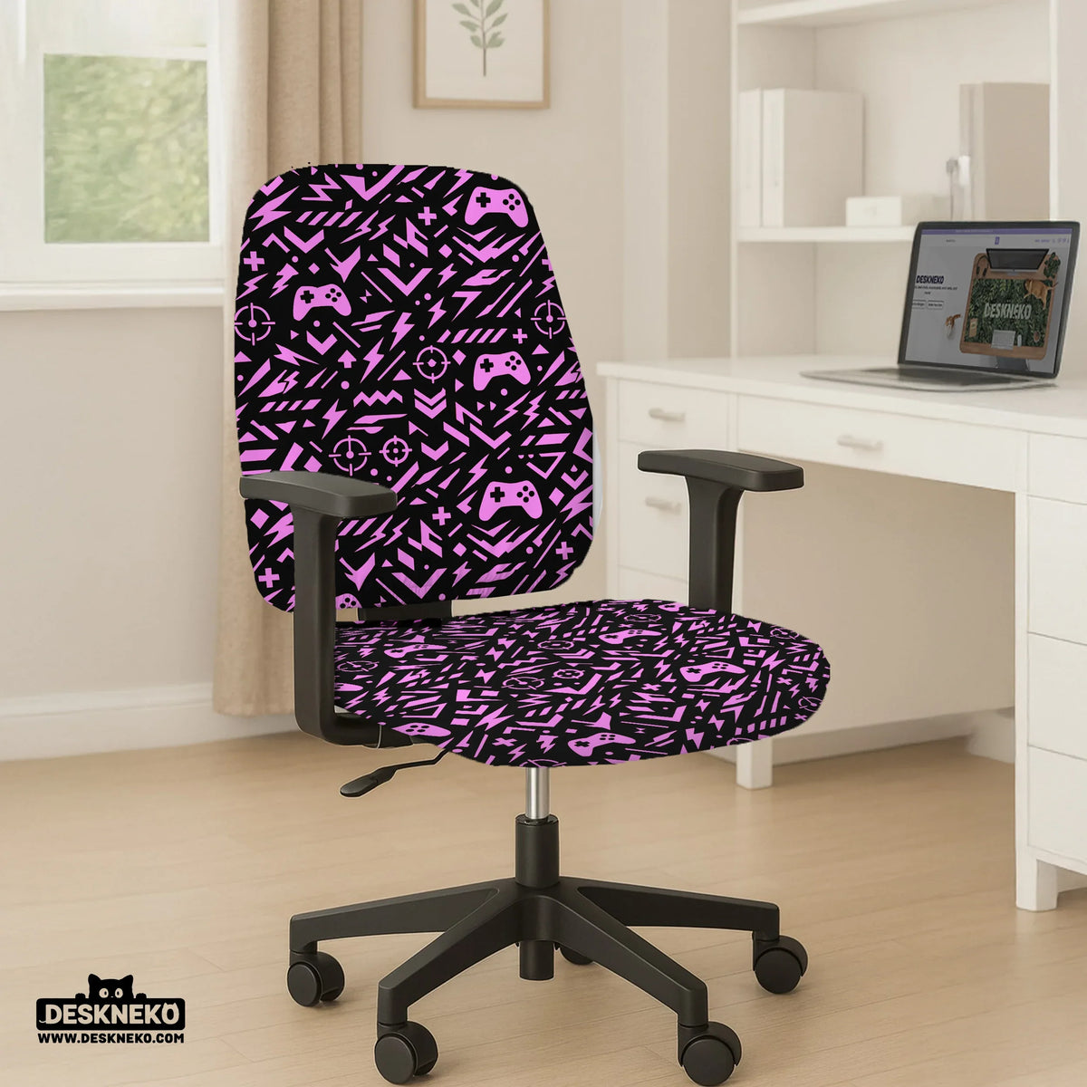 Black & pink chair cover