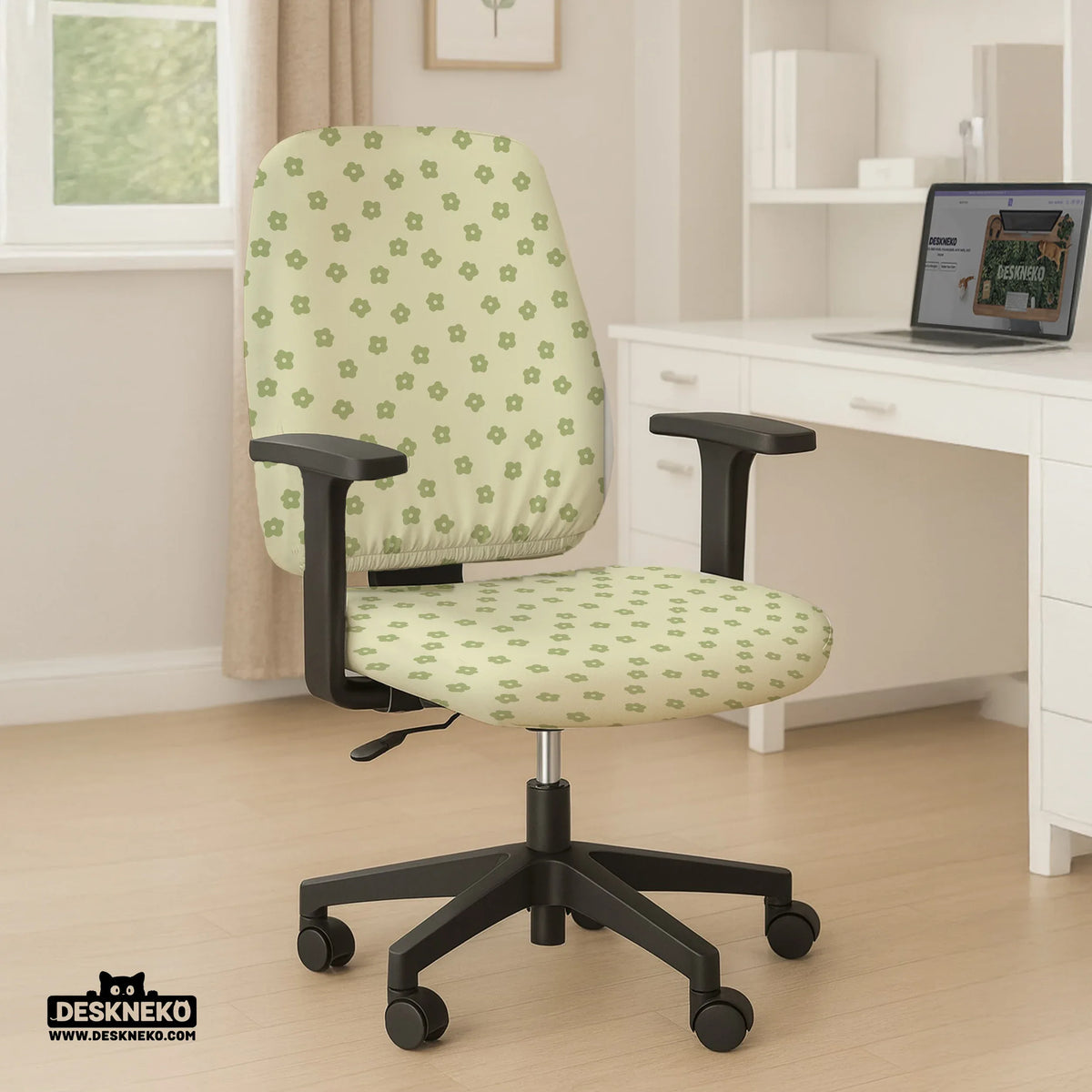 Green floral chair cover