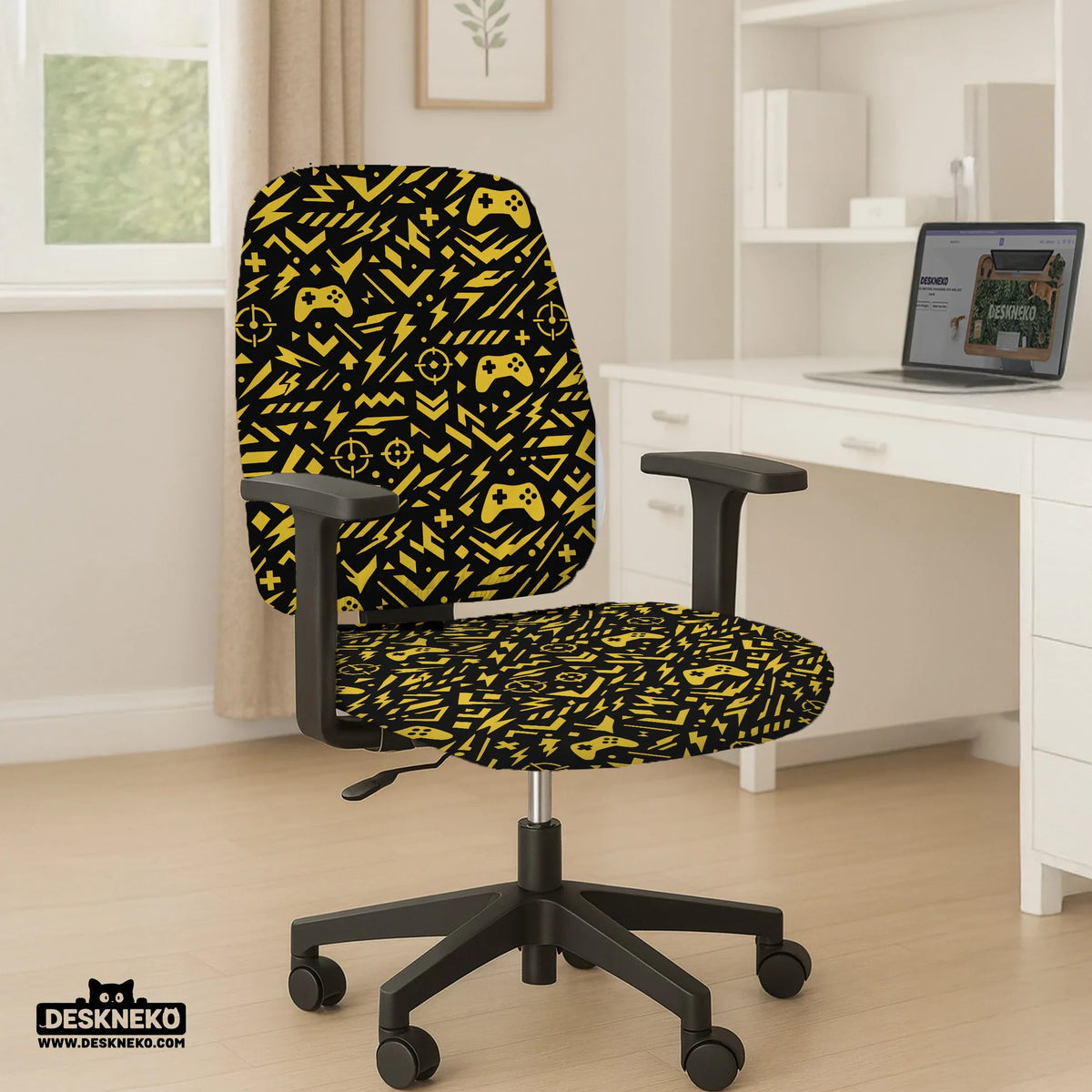 Black & Yellow Chair Cover - Deskneko