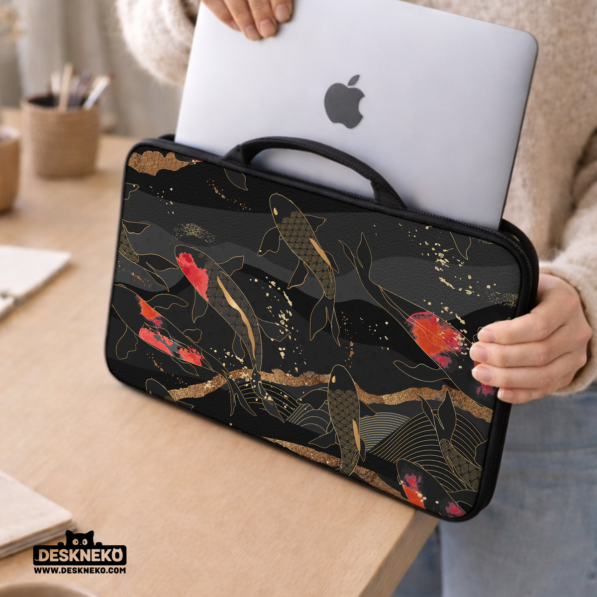 Koi waves laptop sleeve