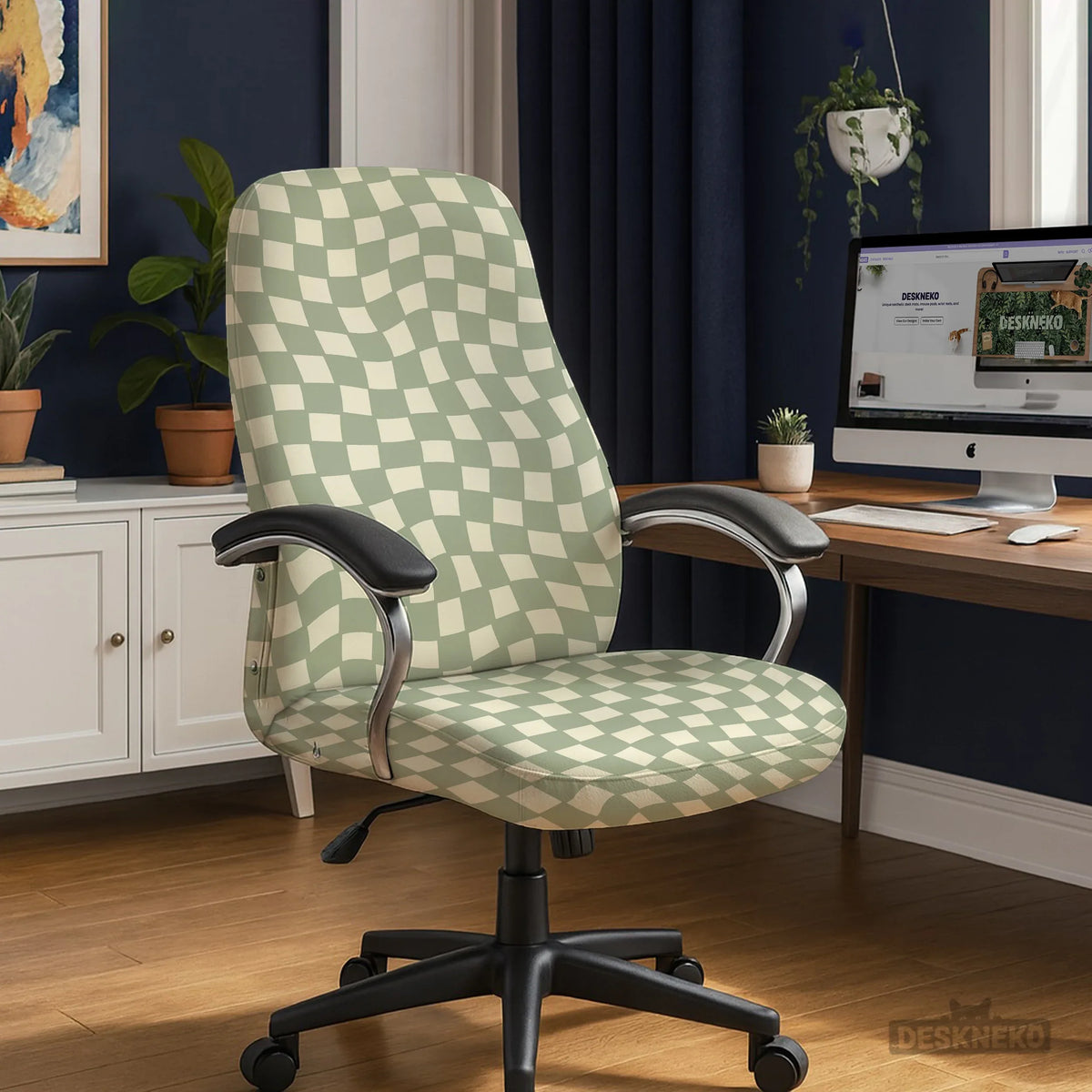 Green checker chair cover
