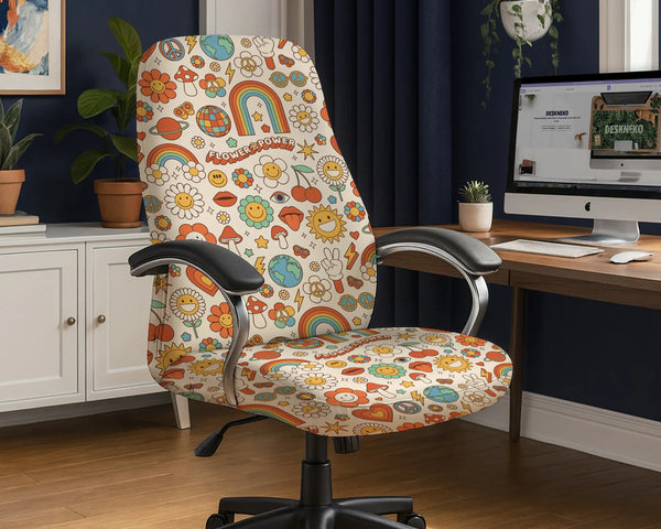 Retro flower chair cover