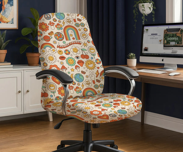 Retro Flower Chair Cover - Deskneko