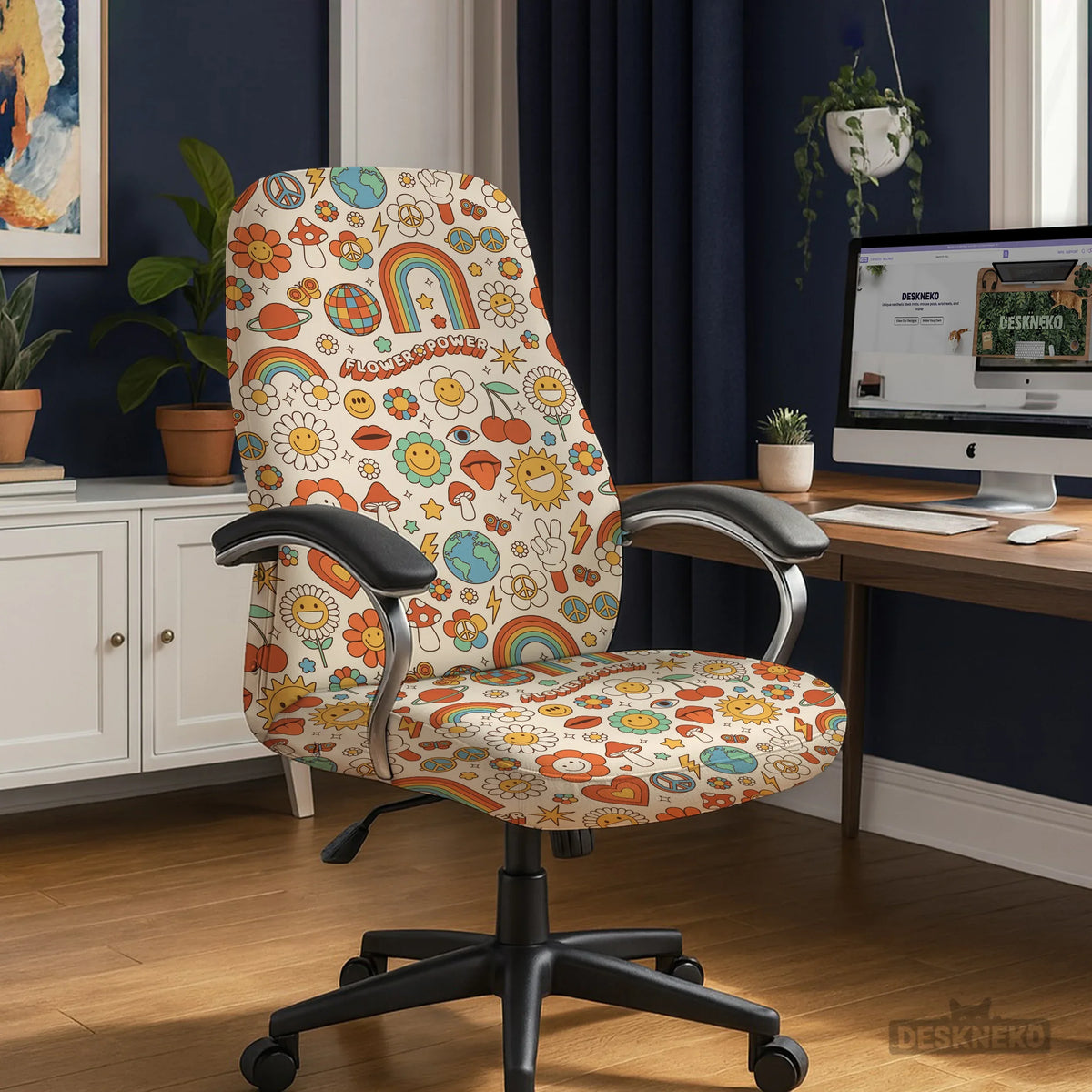 Retro flower chair cover
