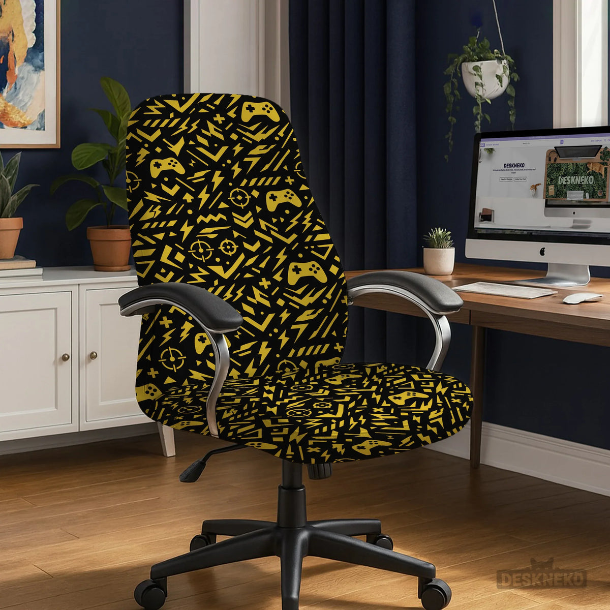 Black & Yellow Chair Cover - Deskneko