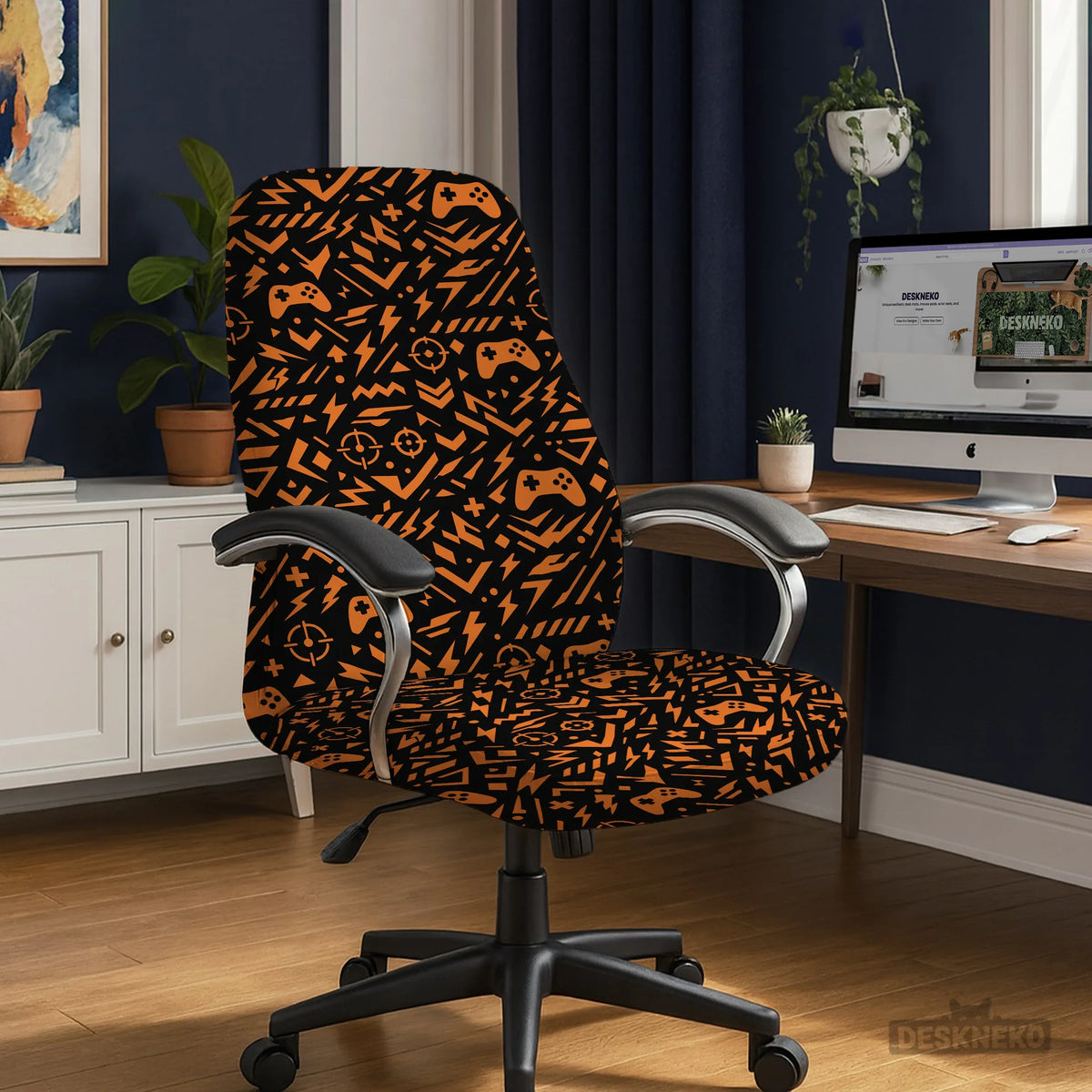 Orange black chair cover