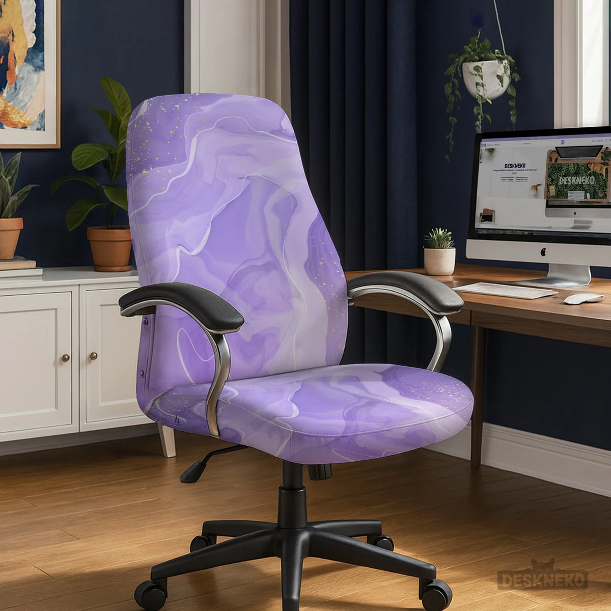 Purple marble chair cover