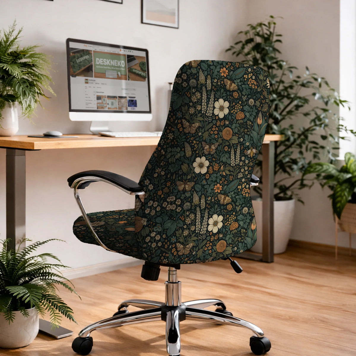 Dark floral chair cover