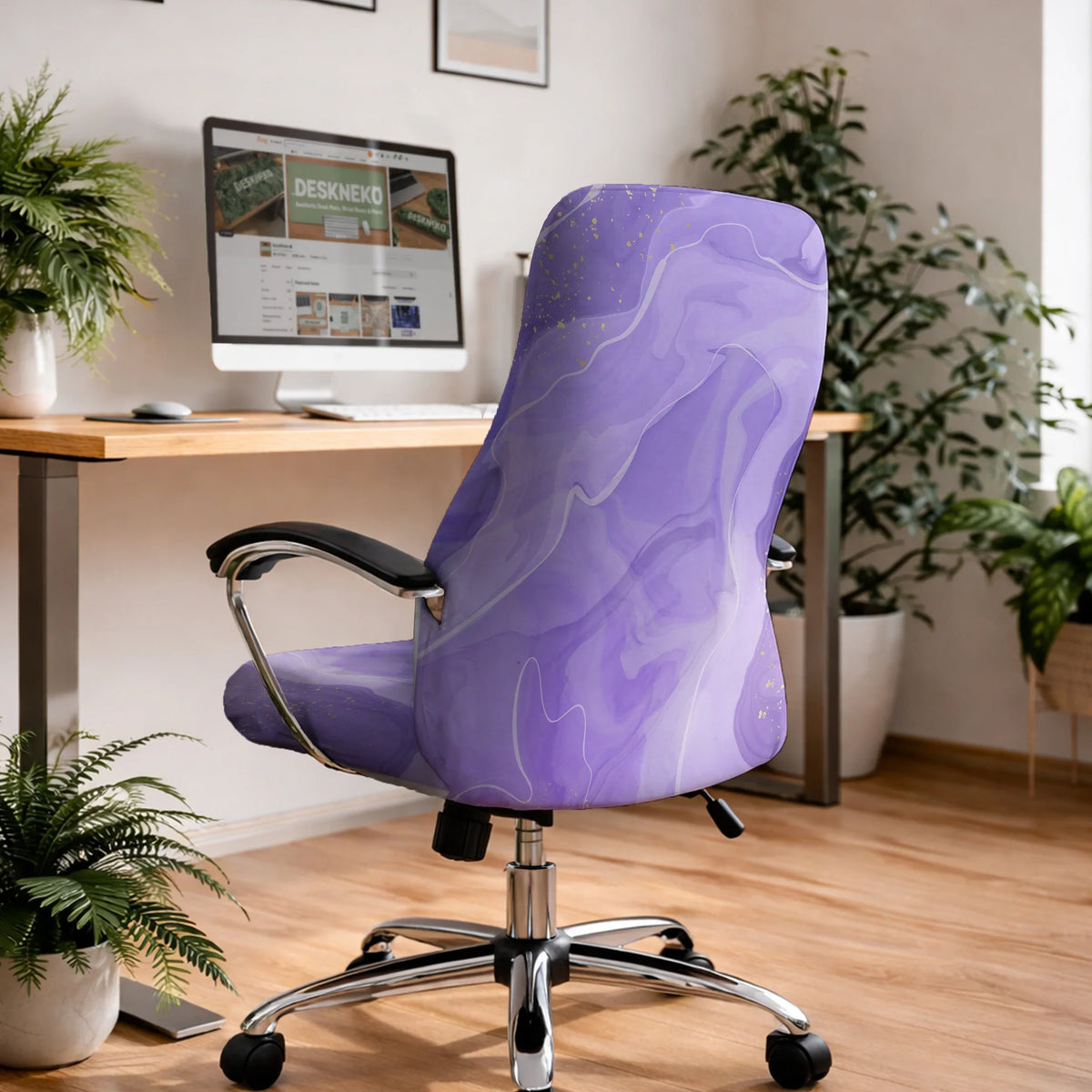 Purple marble chair cover