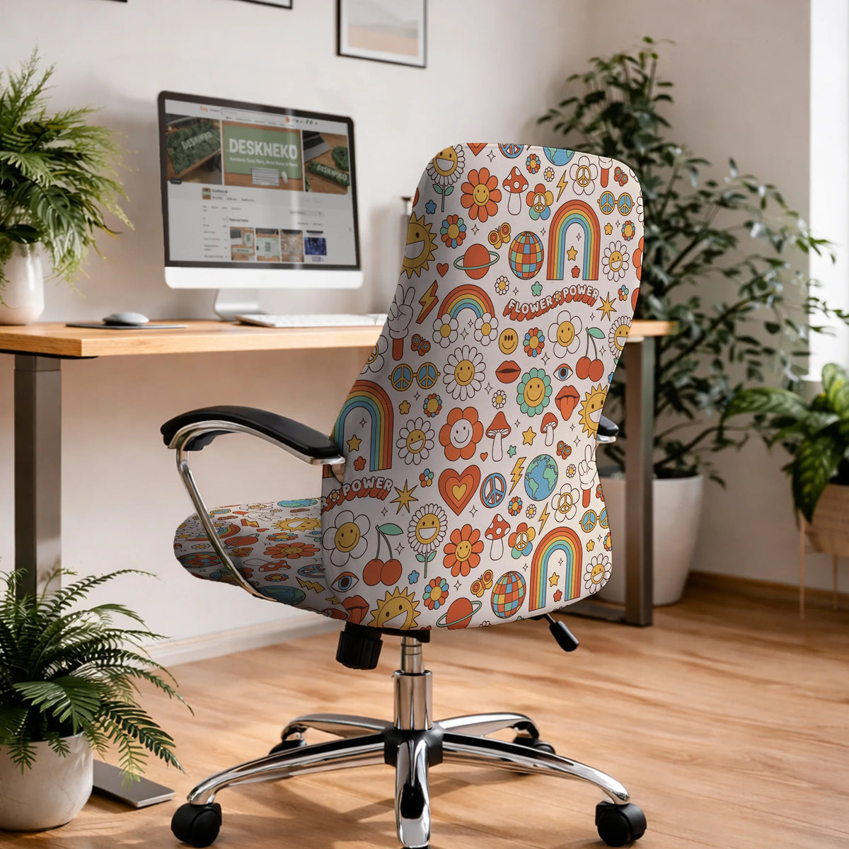 Retro flower chair cover