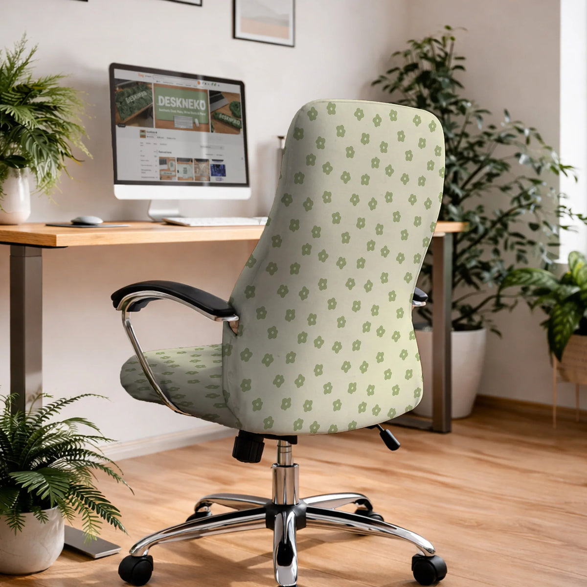 Green floral chair cover