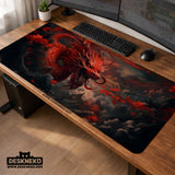 Crimson red dragon desk mat mousepad